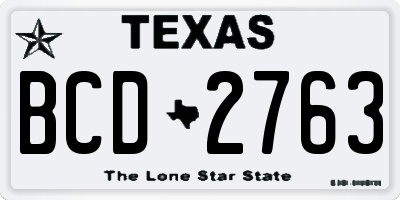 TX license plate BCD2763