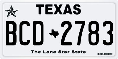 TX license plate BCD2783
