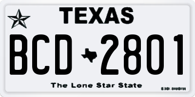 TX license plate BCD2801