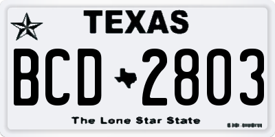 TX license plate BCD2803