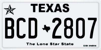 TX license plate BCD2807