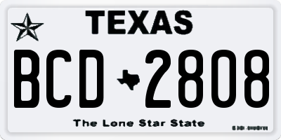 TX license plate BCD2808