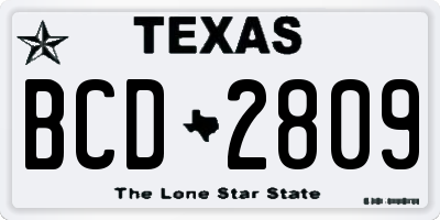 TX license plate BCD2809