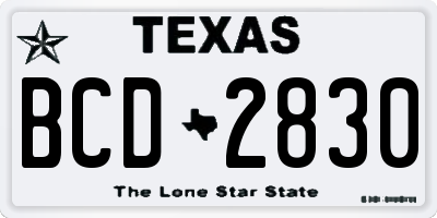 TX license plate BCD2830