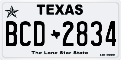 TX license plate BCD2834