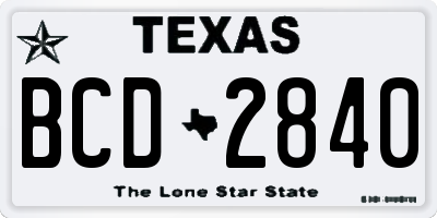 TX license plate BCD2840
