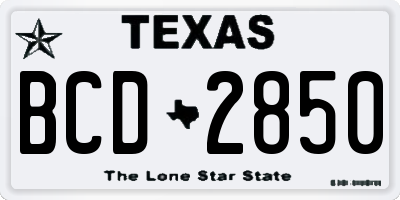 TX license plate BCD2850