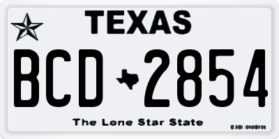 TX license plate BCD2854