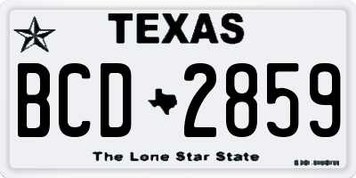 TX license plate BCD2859