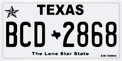 TX license plate BCD2868