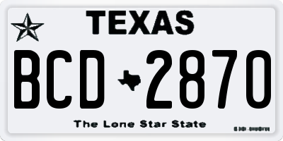 TX license plate BCD2870