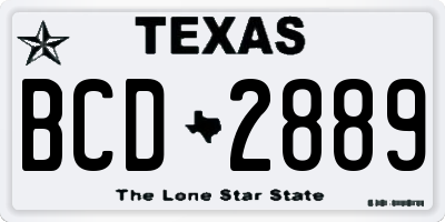 TX license plate BCD2889