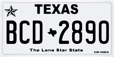 TX license plate BCD2890