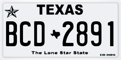 TX license plate BCD2891