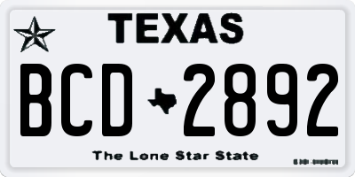 TX license plate BCD2892