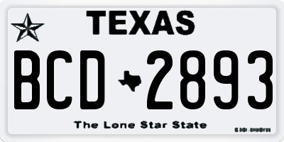 TX license plate BCD2893