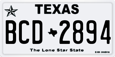TX license plate BCD2894