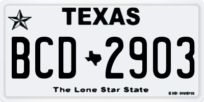 TX license plate BCD2903