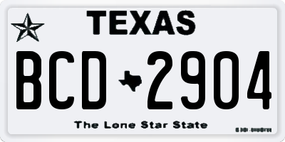 TX license plate BCD2904