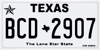 TX license plate BCD2907