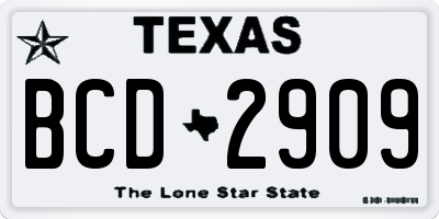 TX license plate BCD2909