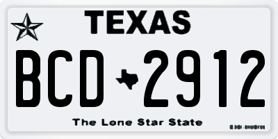 TX license plate BCD2912