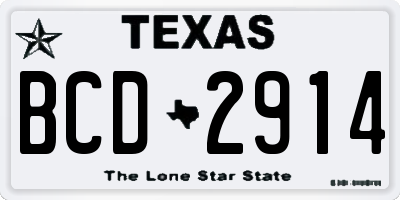 TX license plate BCD2914
