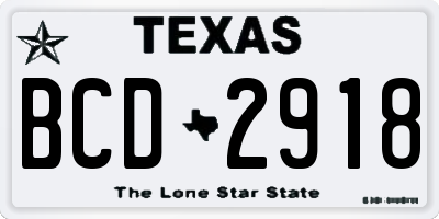 TX license plate BCD2918