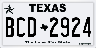 TX license plate BCD2924
