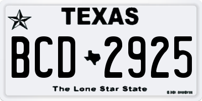 TX license plate BCD2925