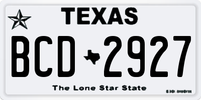 TX license plate BCD2927