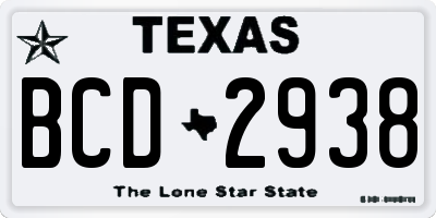 TX license plate BCD2938