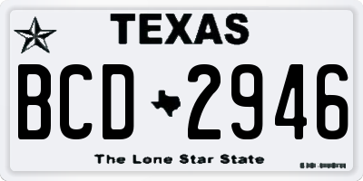 TX license plate BCD2946