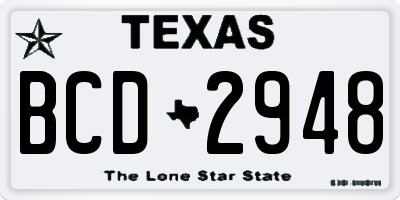 TX license plate BCD2948