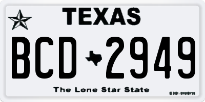 TX license plate BCD2949