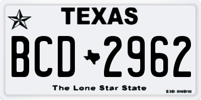 TX license plate BCD2962