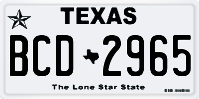 TX license plate BCD2965