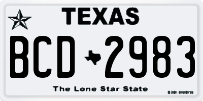 TX license plate BCD2983