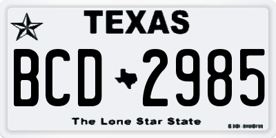 TX license plate BCD2985
