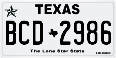 TX license plate BCD2986