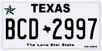 TX license plate BCD2997