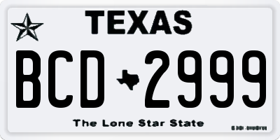 TX license plate BCD2999