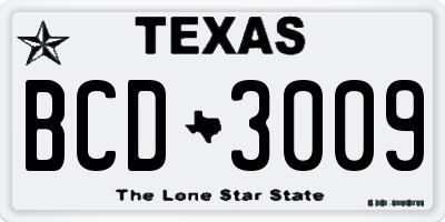 TX license plate BCD3009