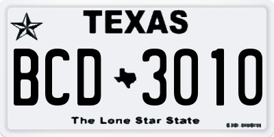 TX license plate BCD3010