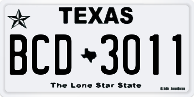 TX license plate BCD3011