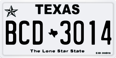 TX license plate BCD3014