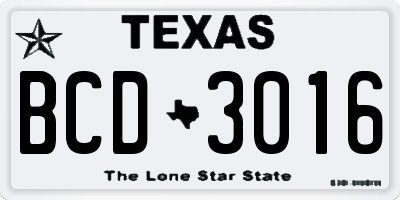 TX license plate BCD3016