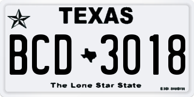 TX license plate BCD3018