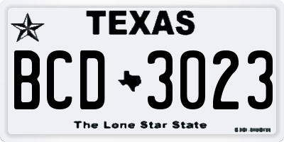 TX license plate BCD3023