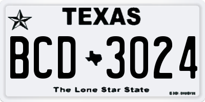 TX license plate BCD3024